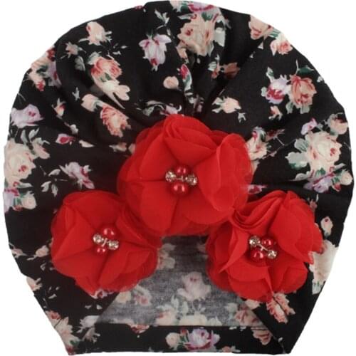 New Floral Printed Unisex Baby Boys Girls Beanie Caps Kids Toddler Cotton Soft Flower Skull Indian Hats Newborn Turban Cap