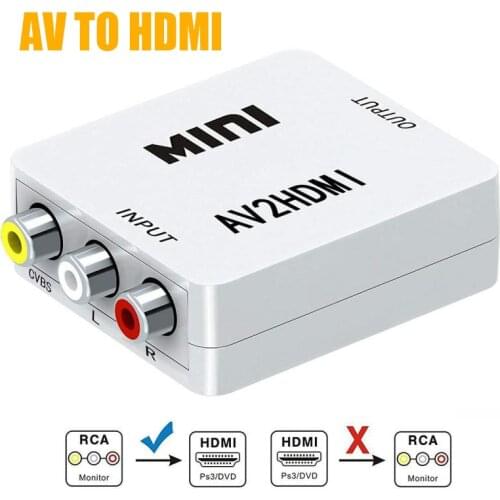 Mini RCA AV Male to HDMI Female Converter Adapter Full HD 1080P Composite CVBS to HDMI AV2HDMI Audio Converter