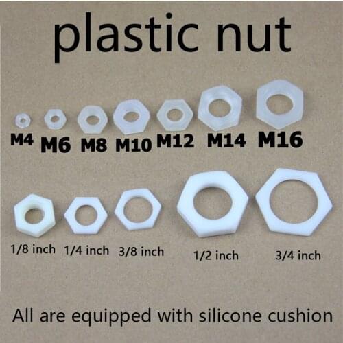 Plastic nuts plastic screw nut Nylon Lock nut Outer hexagon fastening nut Silico washer Pipe nut washer mating 20 Pcs