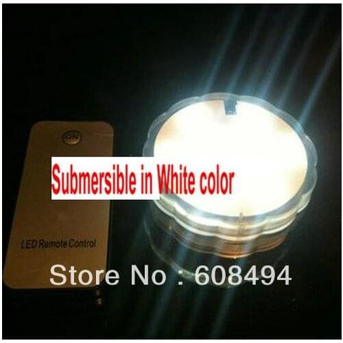Battery operated remote control submersible 10 LED light Wedding Party light Base Vase RC light waterproof -White