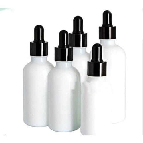 10ml 15ml 20ml 30ml 50ml 100ml Empty white porcelain glass dropper bottle cosmetics aromatherapy bottles with black cap