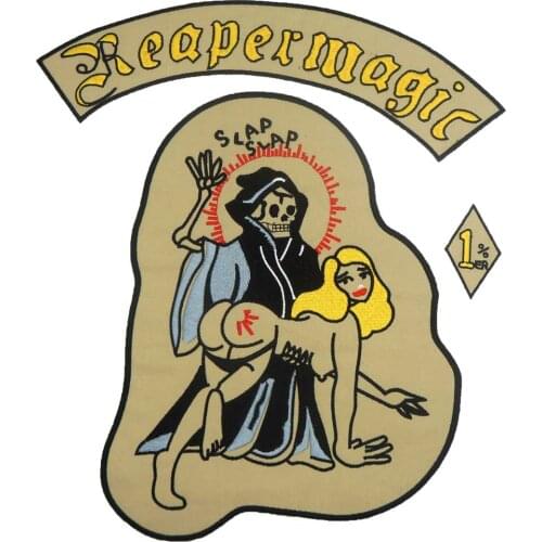 REAPERMAGIC 1% MC large Embroidered punk biker Patches Clothes Stickers Apparel Accessories Badge