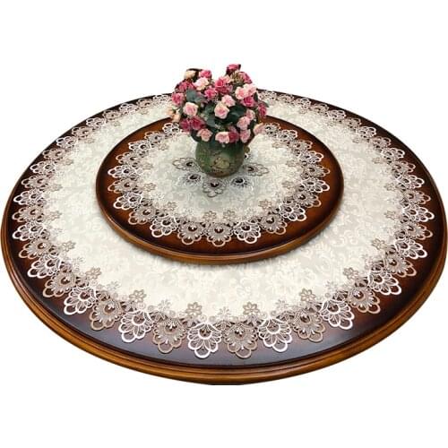 Luxurious Double color lace embroidery cloth art circular tablecloth table runner Table flag dust covers Placemat