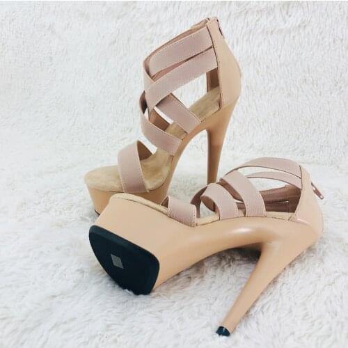 Leecab 6Inch/15cm Platform cross lace upper High Heels Party Pole Dancing Dancer Sandals