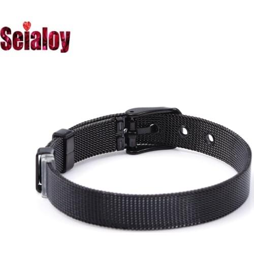 Seialoy 10mm High Quality Stainless Steel Black Mesh Belt Bracelets Fit Original Charm Strap Bangle For Man Jewelry Accessories