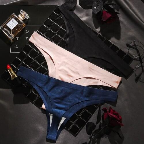 Hot Style Low Waist Thong Women Attractive Underwear Ice Silk Good Quality Seamless Show Your Buttocks Erotic G-string Knickers