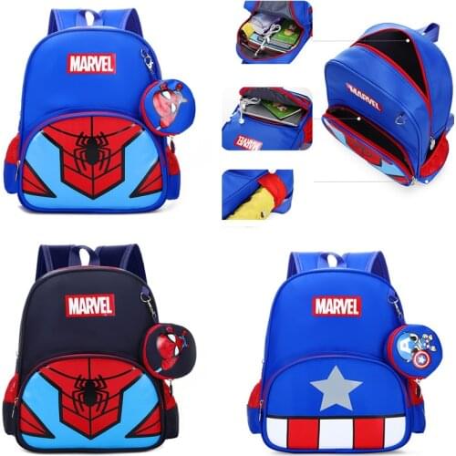 2021 Disney Marvel Spiderman Student School Backpack Avengers Cartoon Children Kindergarten Backpack Boy Girl School Bag Mochila