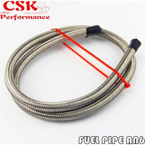 3 Foot AN6 Nylon Stainless Steel Braided Fuel Oil Gas Line Hose -6AN 1500PSI 1 Meter