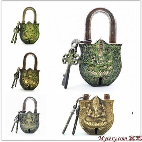 Tibet Handicrafts Solid Bronze Antiqued Locks Collections for Family Arts Lock Free Shipping HDC103