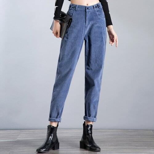 Spring autumn corduroy pants womens corduroy casual pants women harem pants high waist Ankle-Length Pants trousers