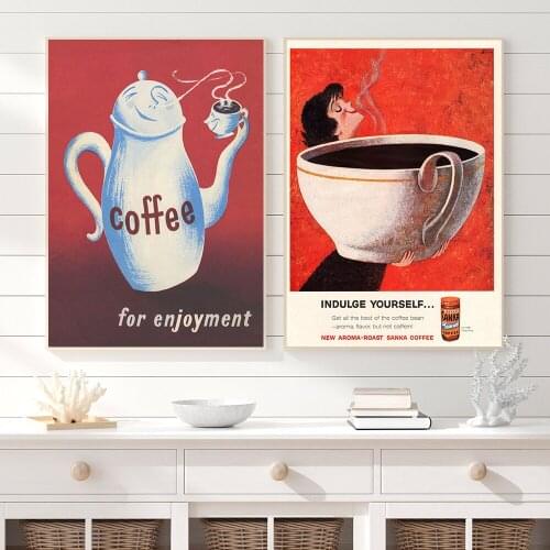 Vintage Coffee Woman Wall Art Retro Food and Drink Italy Cafe Restaurant Print Poster Canvas Painting Foodie Kitchen Art Decor