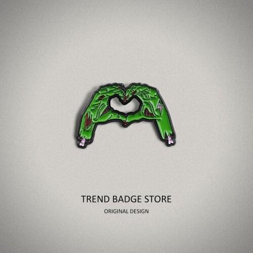 Green Skeleton Hands Hands Combine Love Gesture Creative Brooch Fashion Clothing Hat Badge Women Brooch Enamel Label Pins