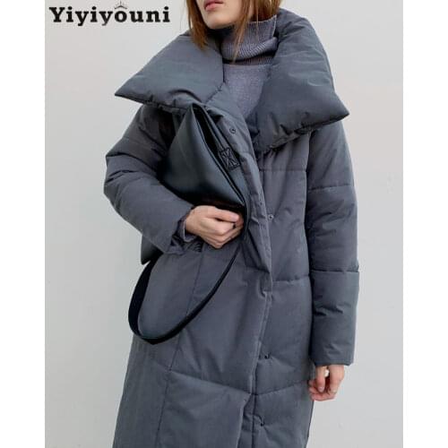 Yiyiyouni Thick X-Long Cotton Padded Parkas Women Belted Wide-Waisted Loose Winter Jackets Female Sashes Warm Coat Windbreaker