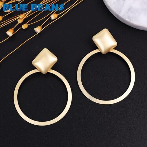 Gold Big Drop Earrings For Women new Vintage Round Metal Earring Fashion Simple Geometric Statement Wedding Earing Party Jewelry