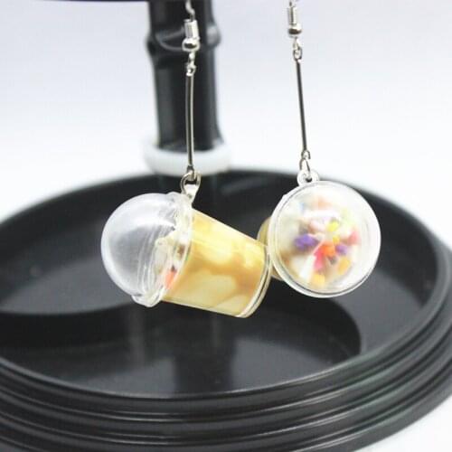 1 Pair Fashion Simulation Resin Big Milk Tea Cup Hypoallergenic Earrings Womens Creative Jewelry Gifts For Friend Classmate