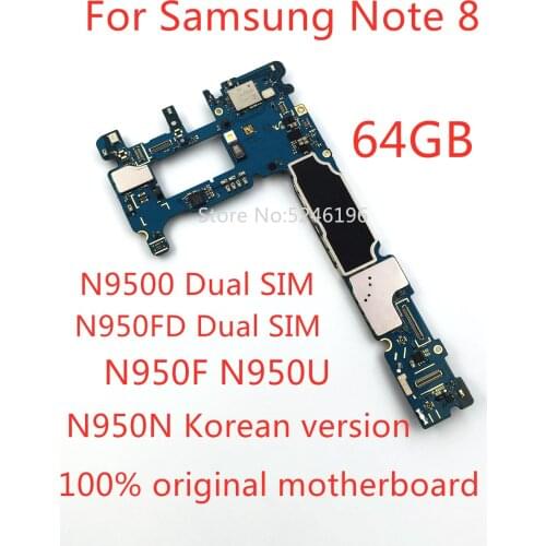 1pcs Apply to For Samsung Galaxy Note 8 Note8 N9500 N950FD N950F N950U N950N 64GB original unlocked motherboard Replacement