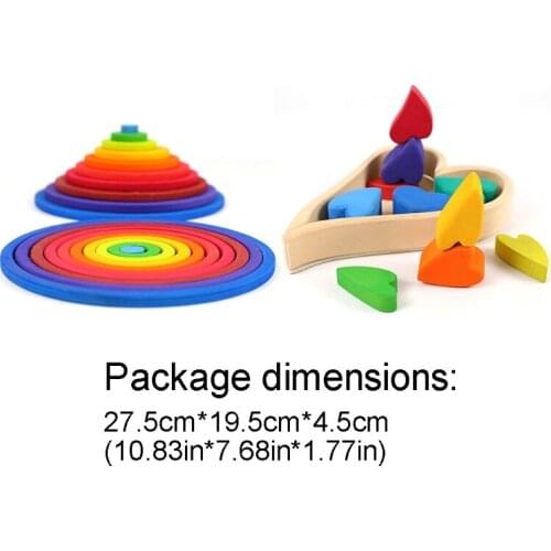 10pcs/set Children Rainbow Color Heart-shaped Building Blocks Ring Blocks Toy 24BE