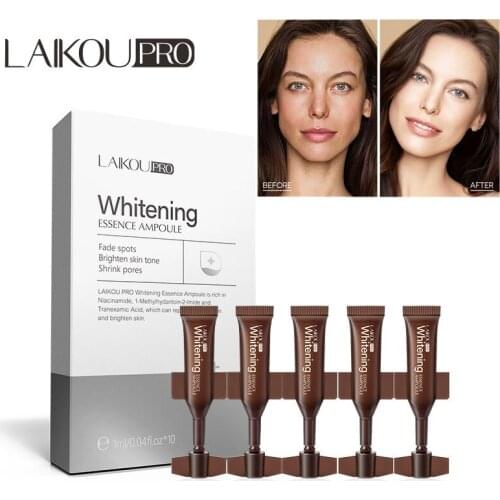 10Pcs Whitening Ampoule Face Serum Fade Spots Shrink Pores Brighten Skin Tone Nicotinamide Moisturizing Anti-Wrinkle Face Care
