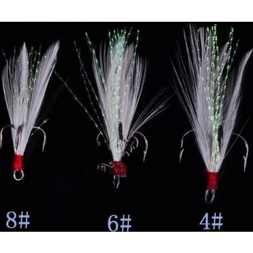 10Pcs Gray Sharpened Fishing Treble Hooks With Feather Fish Fishing Tackle Tools Accessories Hot Sale Good quality