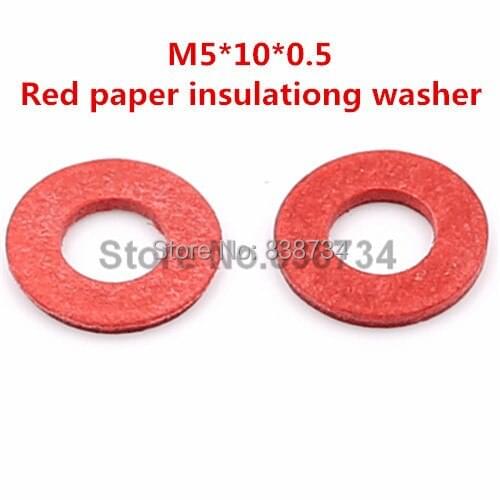 1000pcs m5*10*0.5 flat red paper m5 insulating washer for computer accessories