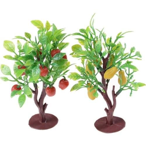 2PCS 10cm Fruit Tree Model Railway Park Layout Scenery Dollhouse Decor Dolls Accessories