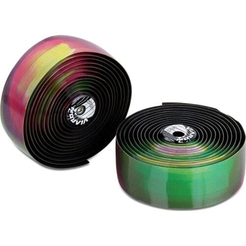 2pcs PU Bicycle Handlebar Gradient Color Changing Handlebar Tape Dimming Reflective Band Strap Belt Bike Accessories