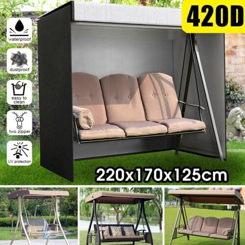 220x170x125cm 420D Waterproof Garden Patio Outdoor Furniture Cover 3 Seater Swing Chair Full Rain Cover Hammock Cover Waterproof