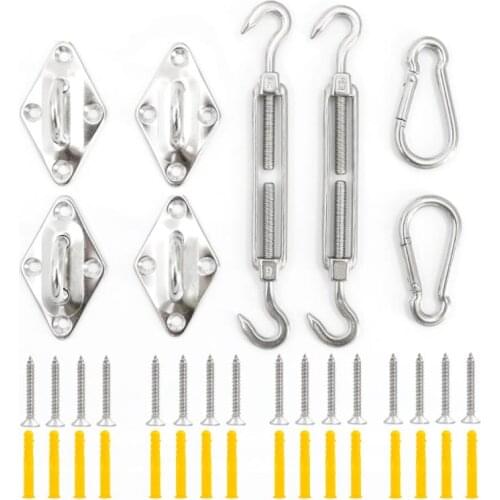 5/6/8mm 304 Stainless Steel Sun Shade Sail Canopy Accessory Hardware Kit Turnbuckle Pad Eye Carabiner Clip Hook Screws
