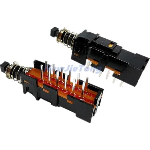 5pcs Push Button Switch 4PDT Locking Switch 12pins Latching Type Silver Plated Terminal