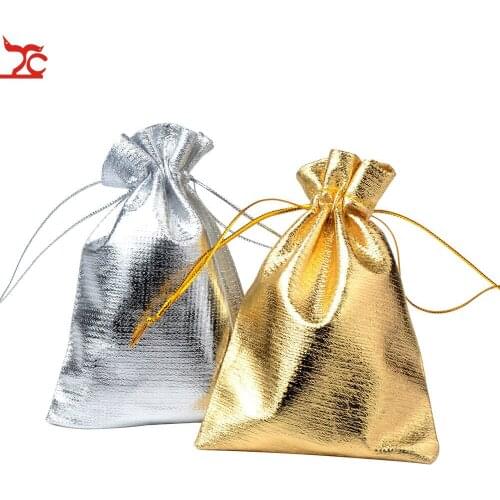 50PCS/ Bag Adjustable Jewelry Packing silver/ gold colors drawstring Velvet bag Wedding Gift Bags & Pouches jewelry bags