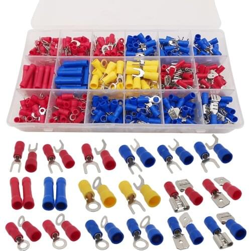 520Pcs/Box Assorted Insulated Crimp Terminal Cable Connector Kit U-Type DIY Electrical Crimp Spade Ring Wire Crimp Terminals Set