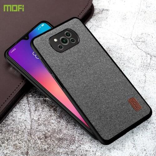 Case For Poco X3 NFC Fabric Back Cover For PocoX3 Shockproof Non Silp Cloth Cover Pocophone X3 Case With Glass Fundas Black Gray