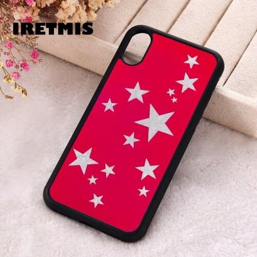 Iretmis 5 5S SE 2020 Phone Cover Cases for iPhone 6 6S 7 8 Plus X Xs Max XR 11 12 MINI Pro Rubber Silicone Red Stars Pattern