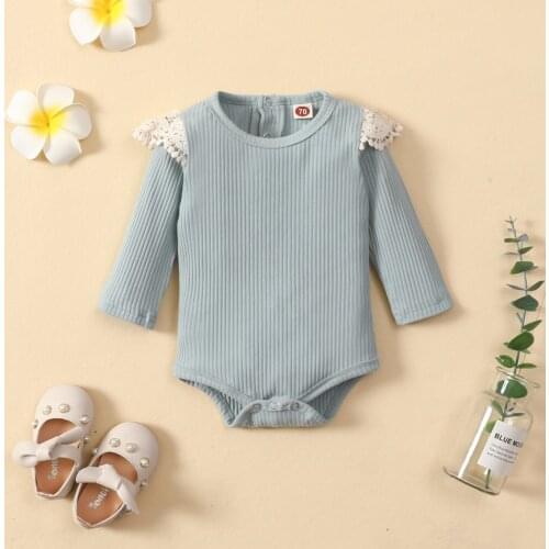 Spring Infant Baby Romper Unisex Solid Color Ruffle Jumpsuit for Boys/Girls Clothing 3-24 Months