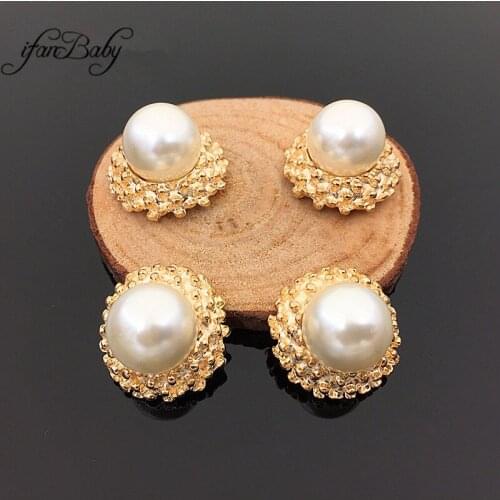 DIY accessories flat back pearl metal button