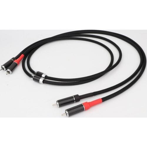 Hi-end OFC Copper RCA to RCA Cable Hifi Audio RCA Interconnect Phono Cable with Carbon fiber RCA Plug