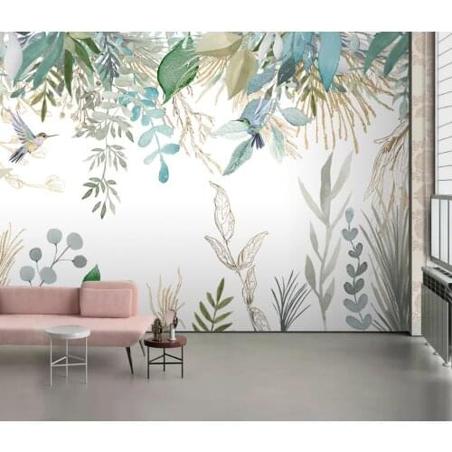 CJSIR Custom Tropical Plants Leaves Flowers Birds TV Background 3D Mural Wallpaper Decorations Living Room Home Improvement