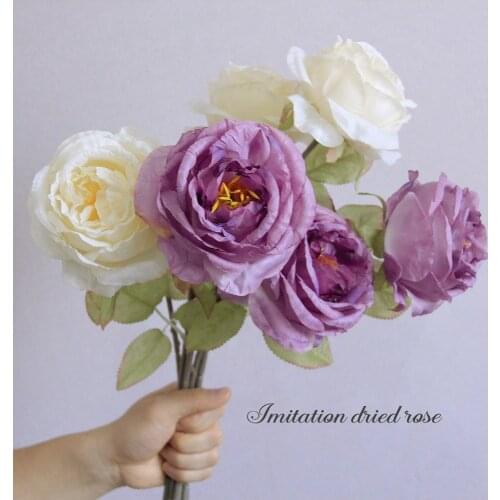 INS Wind Imitation Dried Flower Glue Edge Rose Artificial Flower Rose Fake Flower Bouquet Home Decoration Flower
