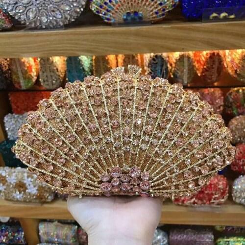 New Fashion Women Blue Crystal Clutch Bags Evening Chain Shoulder bags Diamond Messenger Handbags Luxury Lady Party Prom Clutch