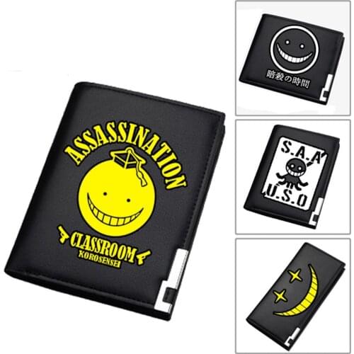 2019 Assassination Classroom Print Unisex Short Wallet Cartoon Women Long Purse Pu Leather Wallet Anime Card Holders Money Bag