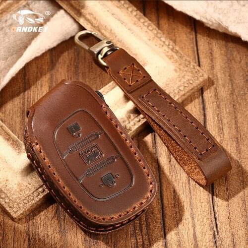 Dandkey Leather Car Key Case Cover Protection Remote Shell For Hyundai iX20 I30 IX35 I40 Ix25 Tucson Verna Sonata Accessories