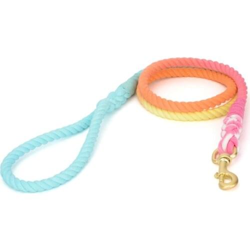 Dog Leash Round Cotton Dogs Lead Rope Colorful Pet Long Leashes Belt Outdoor Dog Walking Training cotton Leads Ropes 1.5m