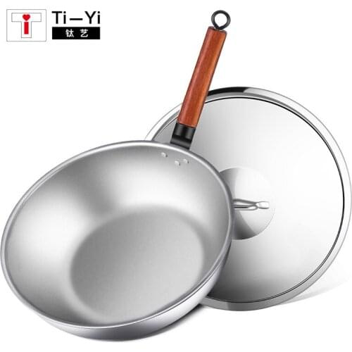 Pure Titanium cookware 32cm Non stick wok pan Pots and pans set Household No coating Frying Pan Gas induction cooker universal