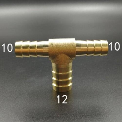 Brass Hose Barb Reducer Fitting Tee 3 Way Splitter 10-12-10mm Water Gas