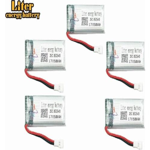 5pcs 3.7v 850mah 852540 Battery Lipo Battery for Syma X5C-1 X5C X5 X5SC X5SW X6SW H9D H5C Drone Parts RC Drones Quadcopter