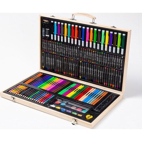 Watercolor Marker Pen With Wooden Box Childrens Painting Watercolor Pen Painting Calligraphy Painting 180 Color Art Supplies