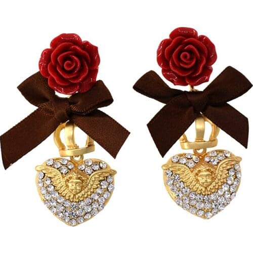 Fashion retro girl peach heart-shaped love simple earrings girl gift elegant party costume drop earring women jewelry