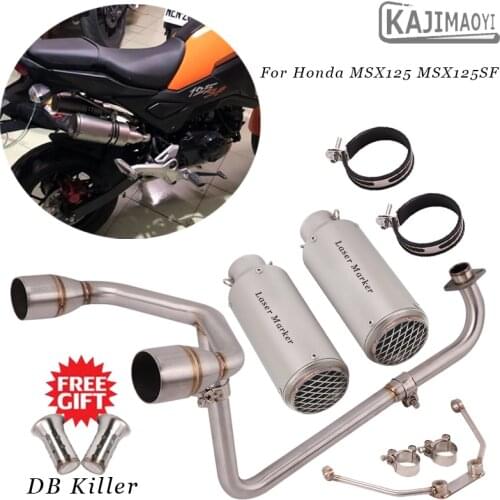 Motorcycle Exhaust Full System Modified Double Hole Escape Muffler 51mm Front Middle Link Pipe For Honda MSX125 MSX125SF
