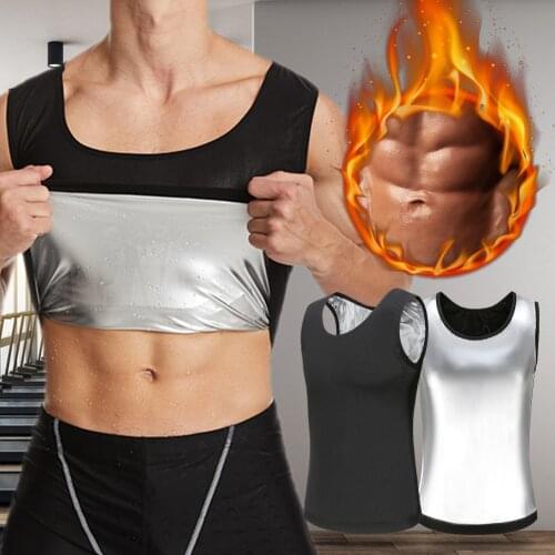 Sweat Shaper Mens Slimming Shapewear Sauna Tank Top Vest Waist Shaper Fitness Workout Set