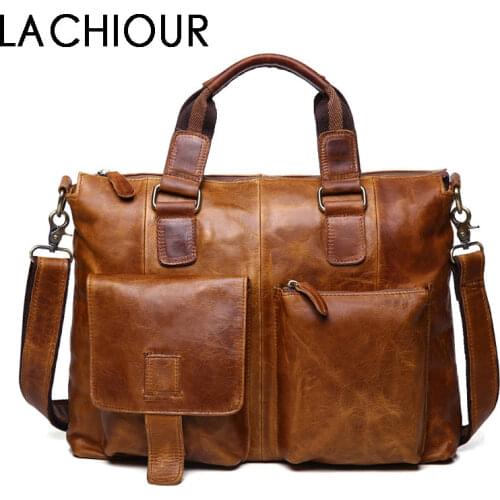 Men Genuine Leather Messenger Bag Male Vintage Handbag Office Laptop Shoulder Bags Tote Male Crossbody Briefcases Bag